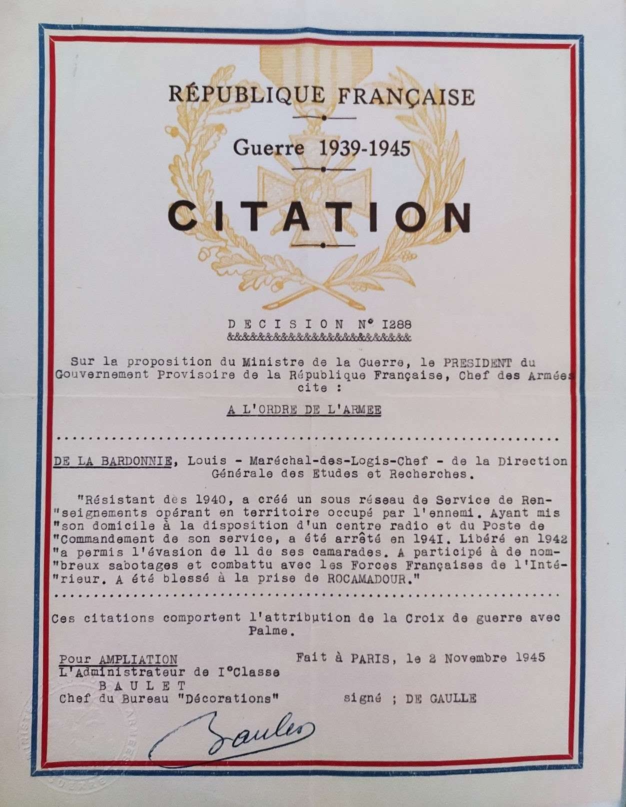 Citation ordre armée Louis
